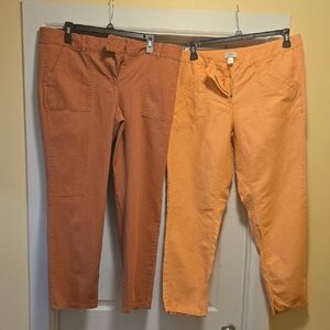 LOFT Women's Cropped Pants in Orange and Peach